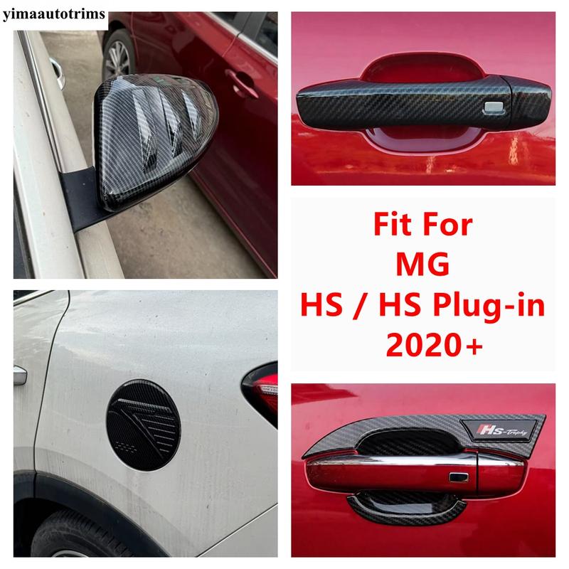 ABS Rearview Mirror / Door Handle Bowl / Fuel Tank Cap Cover Trim Carbon Fiber Accessories For MG HS / HS Plug-in - 2024