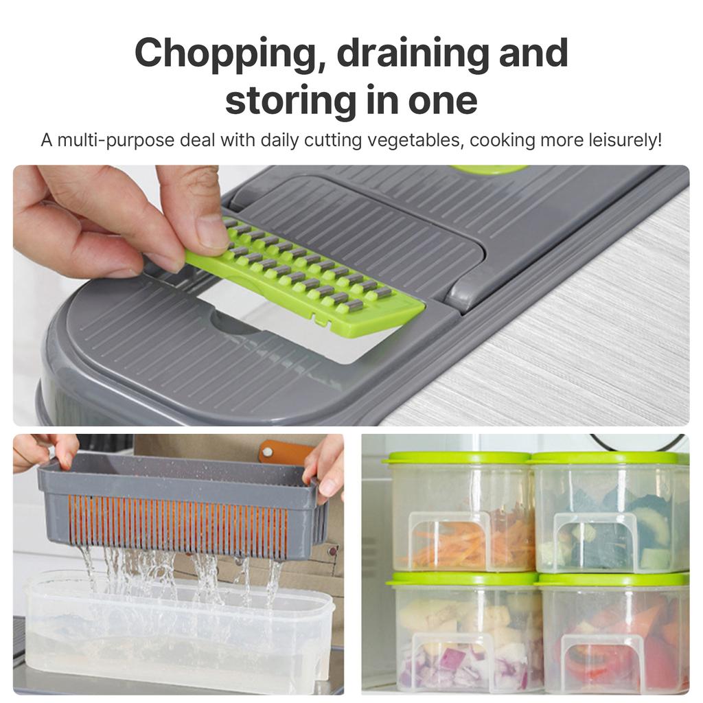 7 In 1 vegetable chopper with container and Lid Manual Hand Veggie Chopper Self Cleaning Mini