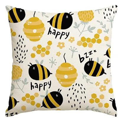 Color life bee happy hello sunshine linen square pillowcase, summer cushion cover sofa  pillowcase 50*50 decor
