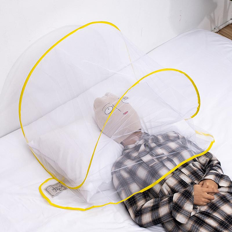 Summer Head Net Cover Mosquito Net Folding Bed Tent Breathable Mesh Canopy Travel Sleeping Camping Bedroom Anti-Mosquito Fly Net