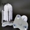 Hand Free Cleaner Suction Cup Bottle Brush, Wall Mounted Rotating Cleaning Scrubber, Plastic Home Kitchen Gadget Thick Bristles Sink Accessory