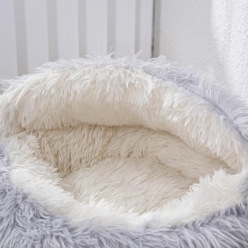 Cozy Winter Shell Pet Bed - Semi-Enclosed for Cats & Dogs