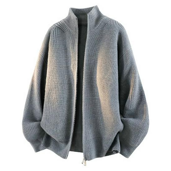 Men's Versatile Round Neck Knitwear Jacket - Stylish, Loose-Fit for Spring, Autumn, Winter