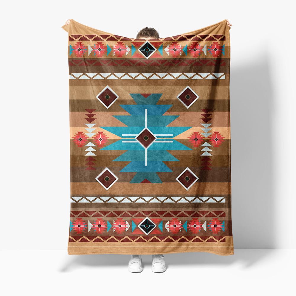 Tribal Pattern Blanket Throw Soft Fleece Blanket Navajo Rug Bed Blanket for Sofa Couch Decor Gift 75x90cm