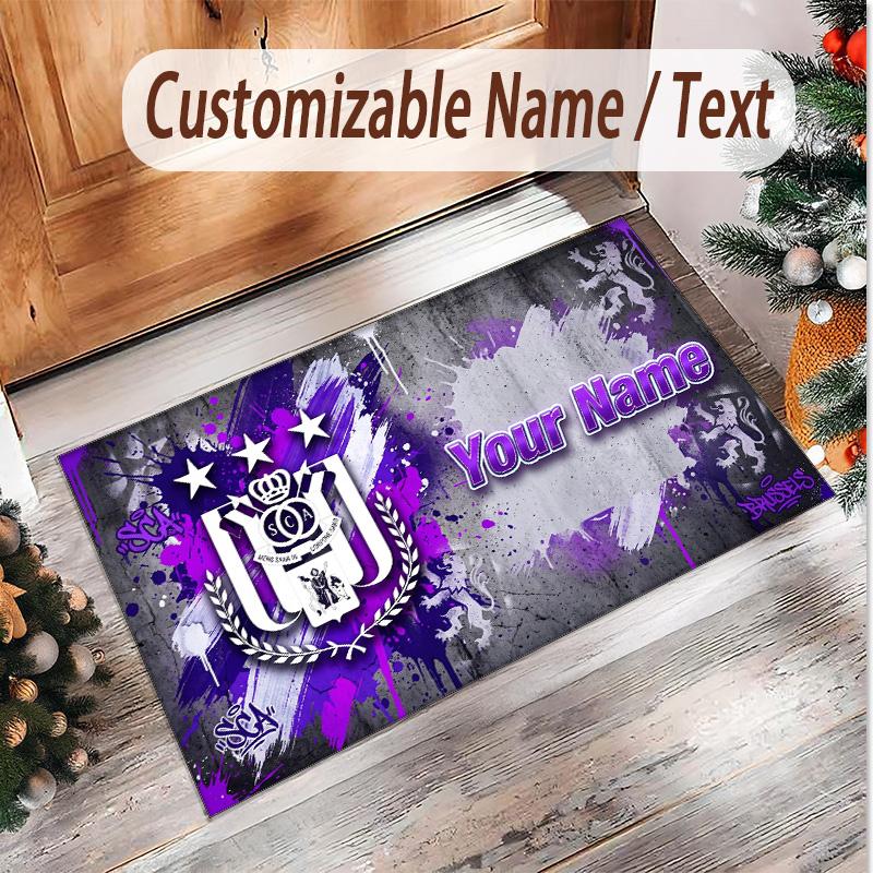 Tappeto Personalizzato in Velluto di Cristallo con Logo Anderlecht FC Tappetino Antiscivolo per Pavimento