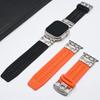 Silicone Band for Apple Watch Ultra 2 Ultra 49mm Series 10 46mm Strap Stainless Steel Bracelet for iWatch 9 8 7 6 5 4 Se 44 45mm