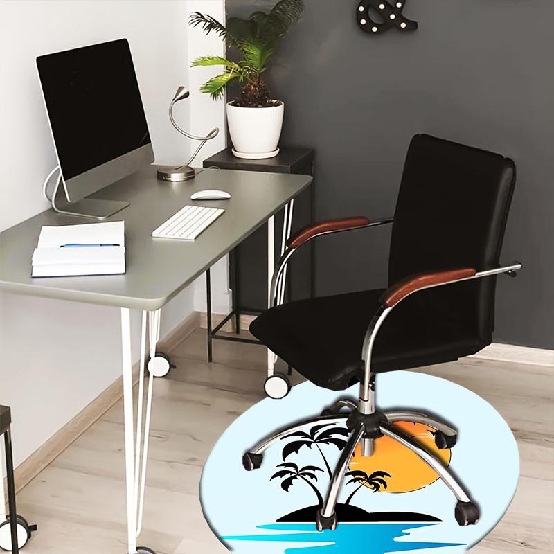 

1pc Tropical Sunset Island Scene Round carpet, Made of Polyester,Office Chairs, Living Rooms, Or Bedrooms, a Cool Rug for The Living Room.ydt26035 80cm