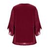 Women's Elegant Ruffled Shiny Stamped Seven-Sleeve Double Layer Mesh Top