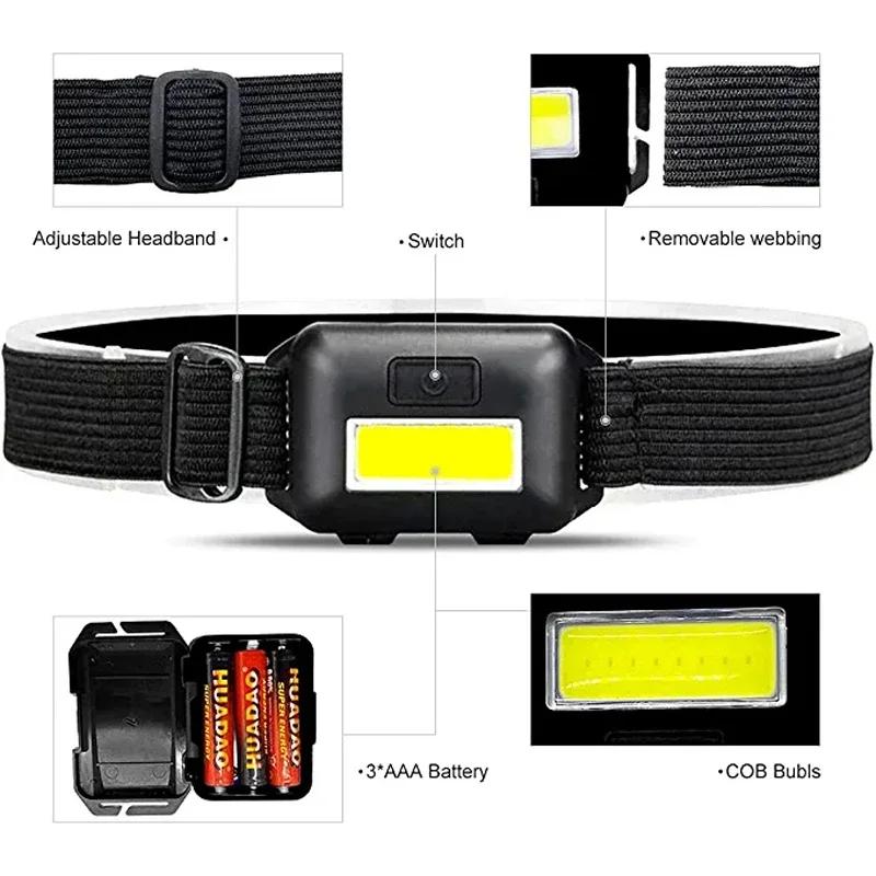 Mini COB Headlight LED Headtorch Waterproof Headlamp Head Flashlight Torch Lanterna For Outdoor Work Camping Fishing Riding