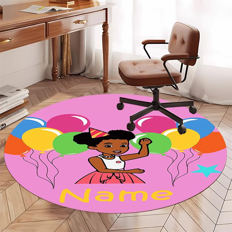 Custom Name Gracie's Corner Printed Round Rug Carpet Chair Rug Area Rug Entryway Doormats,for Office Chair Living Room Bedroom Kitchen Room.