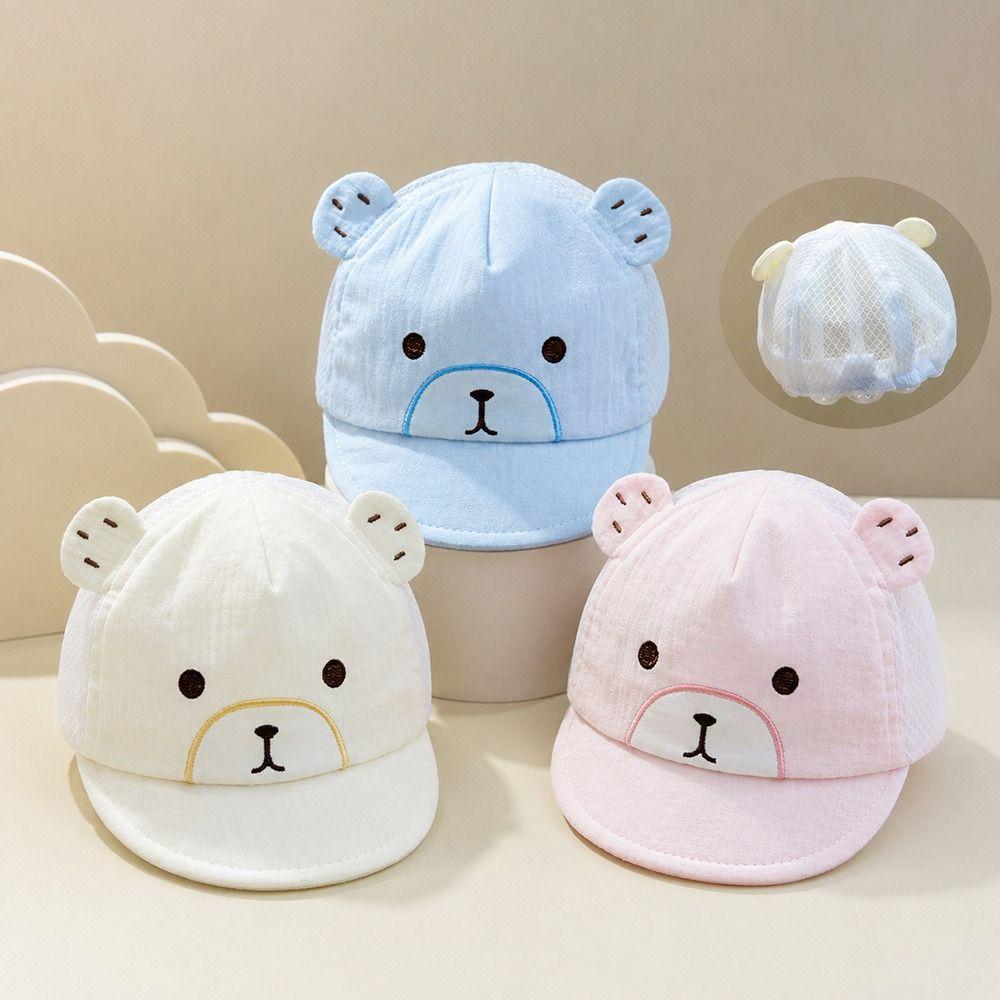 Cotton Baby Baseball Cap Soft Peaked Caps Summer Cartoon Bear Ear Cap