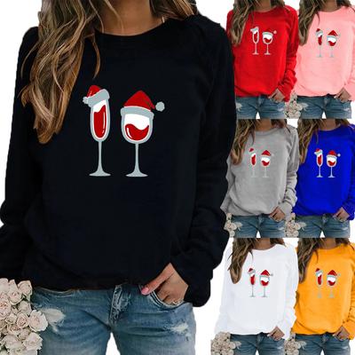 Zimní dámská ležérní mikina s potiskem Santa Claus s dlouhým rukávem Dámské tričko s kulatým výstřihem Volné tričko Velké velikosti Topy Svetr s dlouhým rukávem