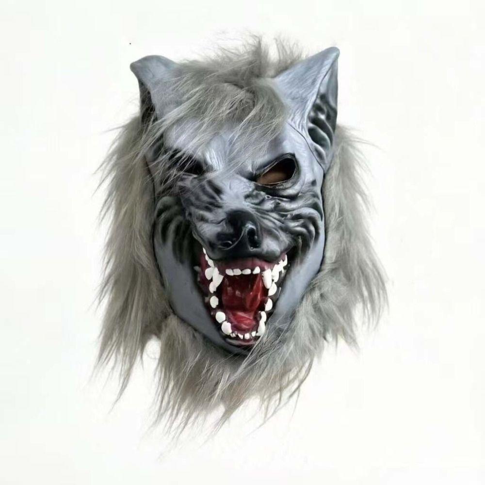 Realistic Werewolf Mask Faux-fur Furry Monster Claws Masquerade Headpiece Carnival Night