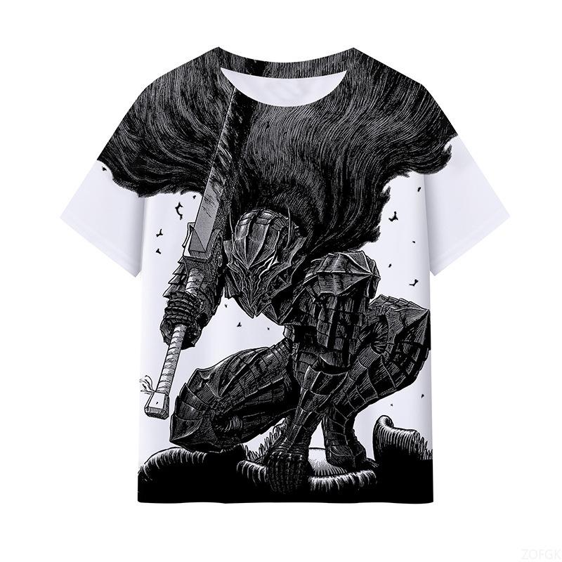 T-shirt Anime Berserk Stampa 3D Uomo Donna Hip Hop T-shirt Estive Girocollo Manica Corta Top Bambini Harajuku T-shirt Abbigliamento Uomo
