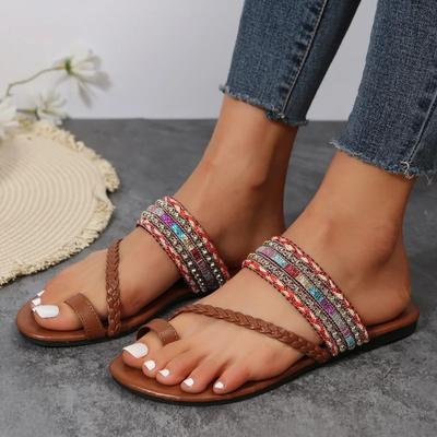 Fashion Ladies Shoes 2024 New Greek Style Boho Flip Flop Sandals Streetwear Fashion Shoes Women Summer Breathable Open Toe Shoes