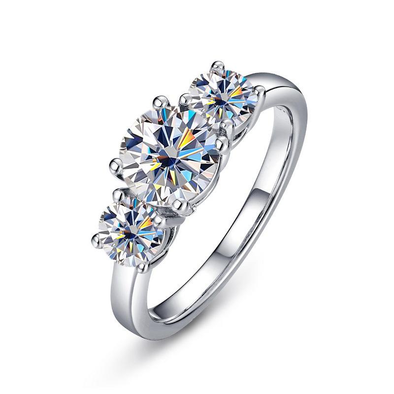 JoyceJelly S925 Silver Colors Moissanite Ring 2CT 4CT Total Full Moissanite Diamond Jewelry For Wedding Engagement Gift