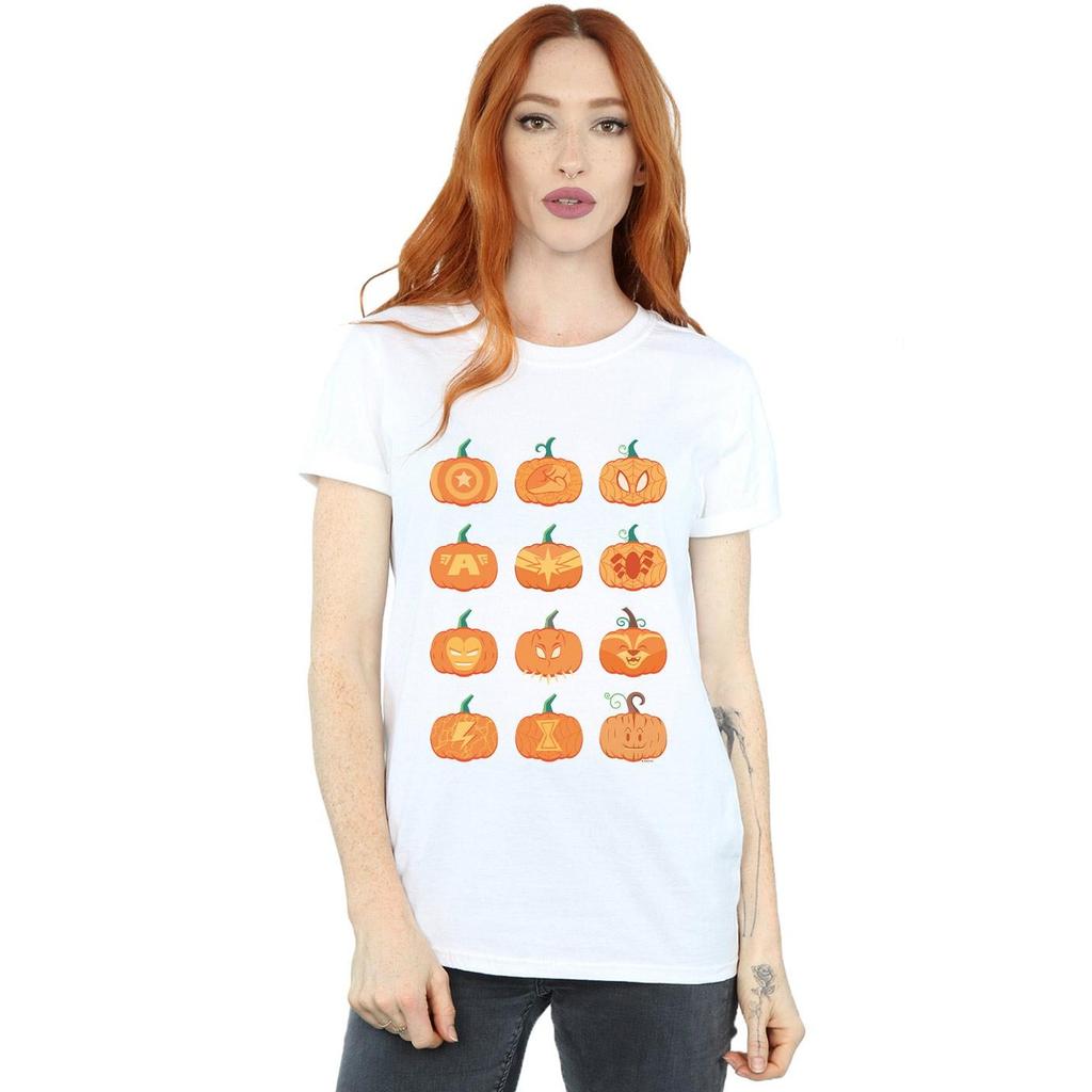 Marvel Womens/Ladies Avengers Halloween Pumpkin Cotton Boyfriend T-Shirt