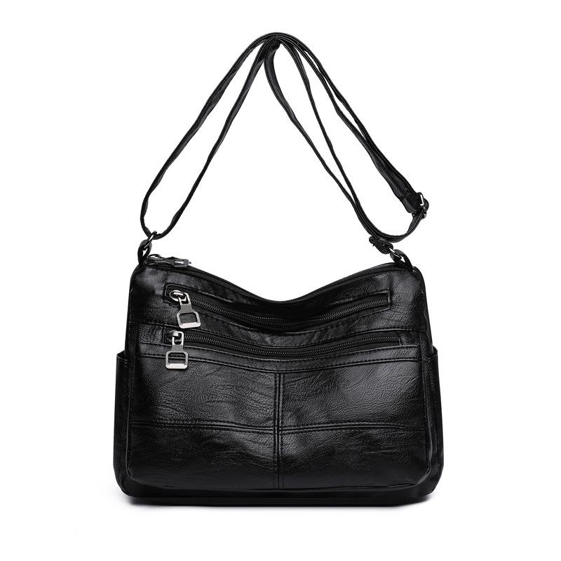 New Chinese mother bag retro versatile women s messenger bag multi-layer soft leather large-capacity commuter shoulder bag