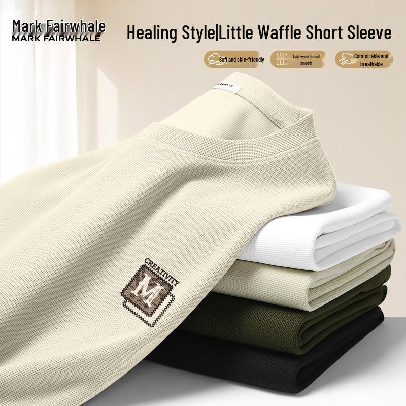 MARK FAIRWHALE Men s Premium Waffle Knit Short Sleeve T-Shirt 4XL