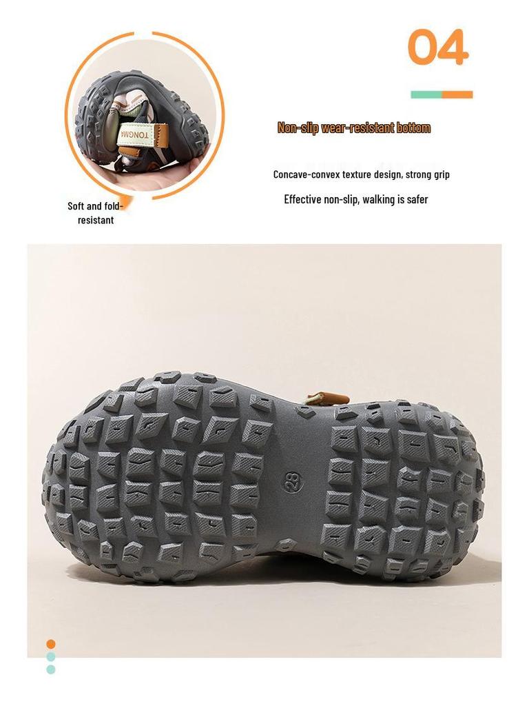 Children's Velcro Leather Sneakers for Spring and Autumn – Boys' Sports and Hiking Shoes