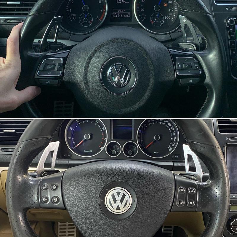 Car Steering Wheel DSG Shift Paddle Extension Shifters Sticker For Volkswagen Tiguan Golf6 MK6 Jetta GTI R20 R36 CC Scirocco EOS