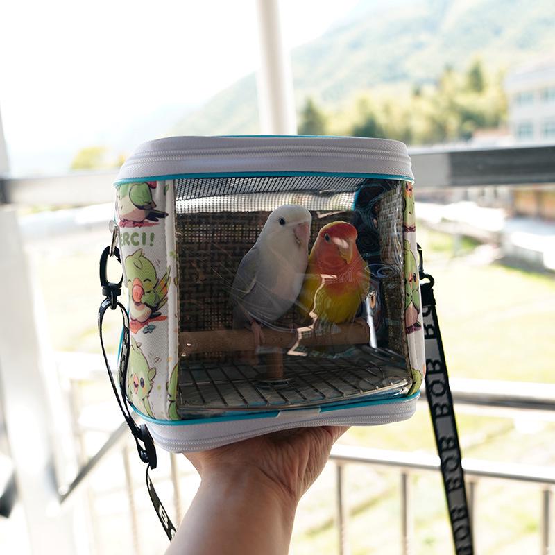 Portable Parrot Bag: Breathable, Transparent, Crossbody Carrier for Budgie & Cockatiel - Detachable Design for All Seasons