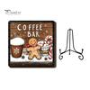 Christmas Hanging Ornament Wooden Tabletop Decor, 2D Pet Santa with Iron Stand, Rustic Festive Home Accents Holiday Sign for And Cafe Shelf,