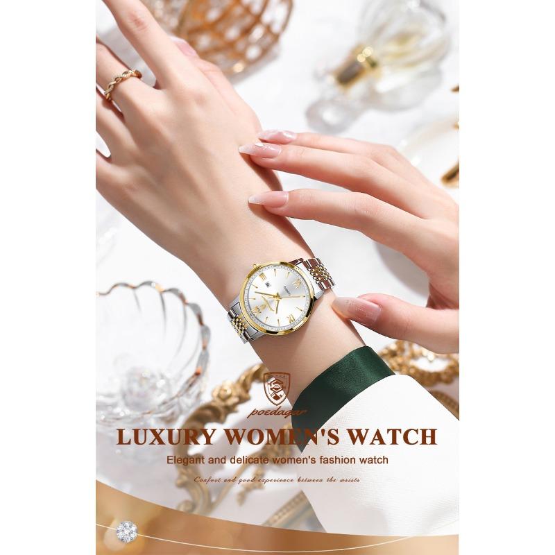 POEDAGAR Top Original Woman Wristwatch Waterproof Luminous Date Ladies Watch High Quality Stainless Steel Quartz Watches