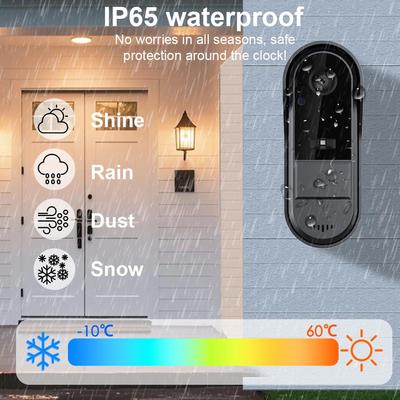 Video Doorbell Camera 2-Way Audio Wireless Doorbell Camera 4.3inch Screen Doorbell Camera for Home Office Accessories