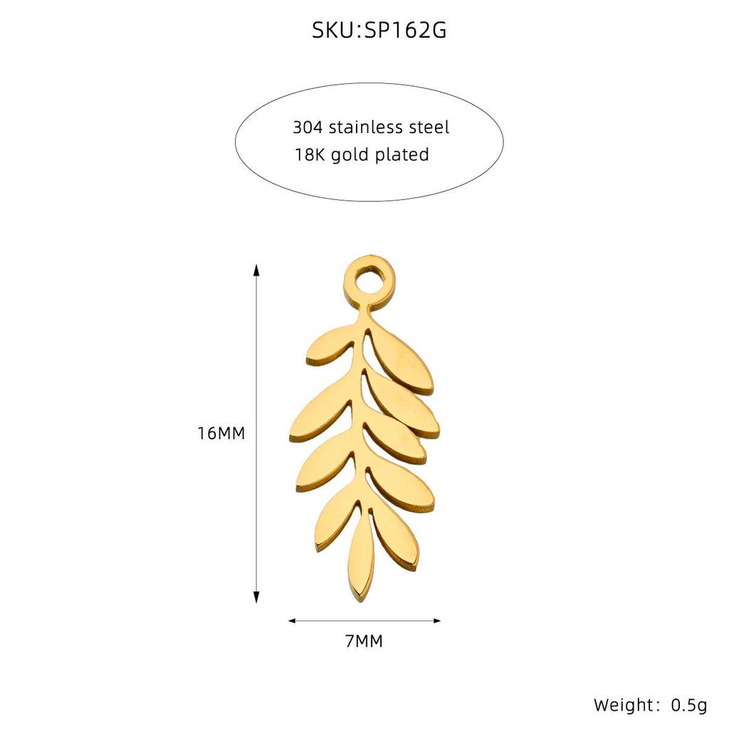 Spring Leaves Cross Pendant - Handmade Stainless Steel Jewelry for DIY Necklaces & Bracelets