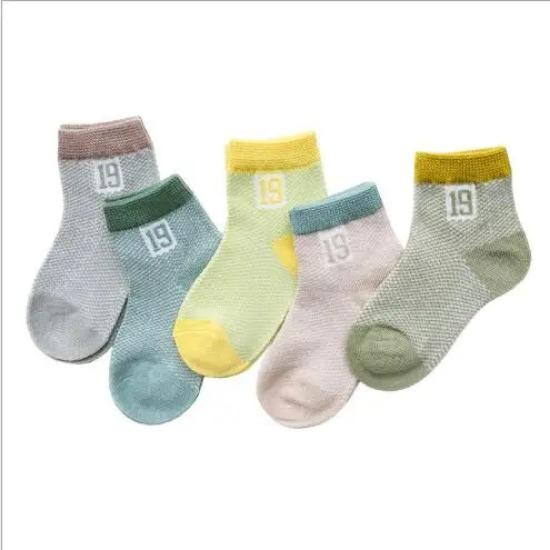 0-3Y 5 Pairs Pack newborn infant socks summer digital color matching baby socks