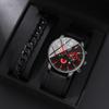 2PCS Set DEYROS Fashion Men's Watch Business Men's Leather Strap Calendar Watch Casual Men's Quartz Watch Men's Gifts