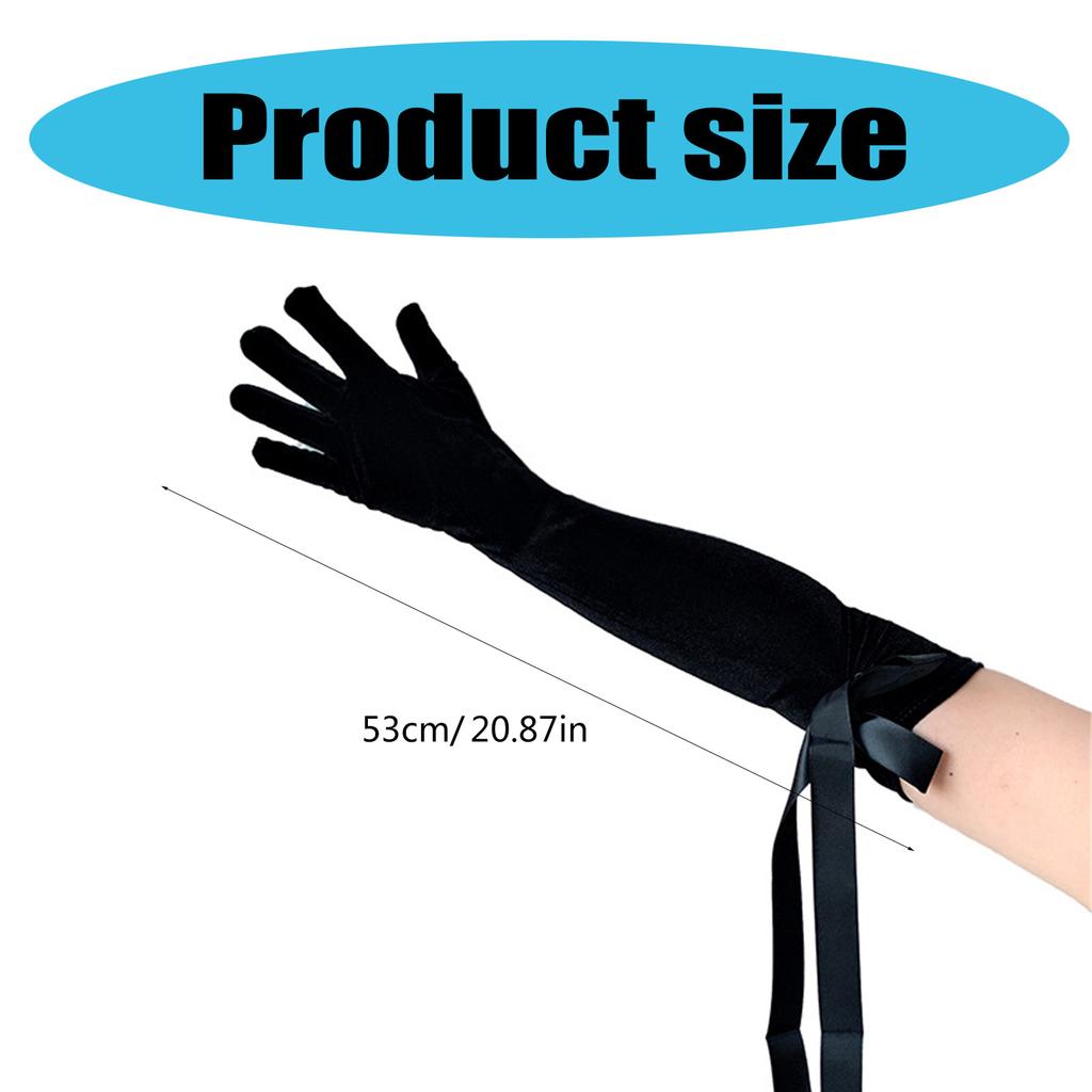 Long Gloves With Decorative Ribbon Elbow Length Gloves Evening Gloves For Women Wedding Dinner Party Dancing Party