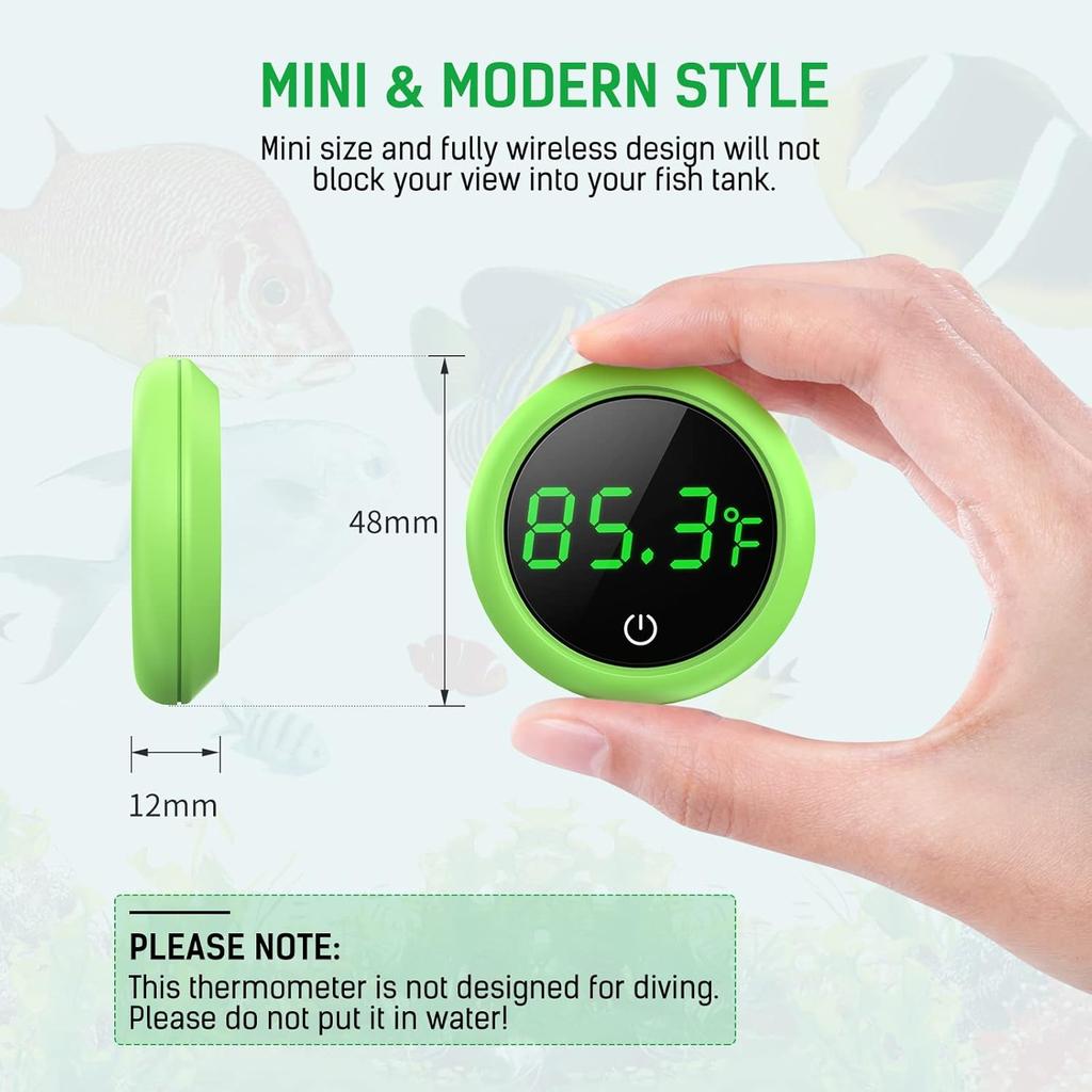 Fish Tank Thermometer, PAIZOO LED Aquarium Thermometer Digital Accurate Temperature Gauge, Stick-on Digital Thermometers Aquarium Accessories