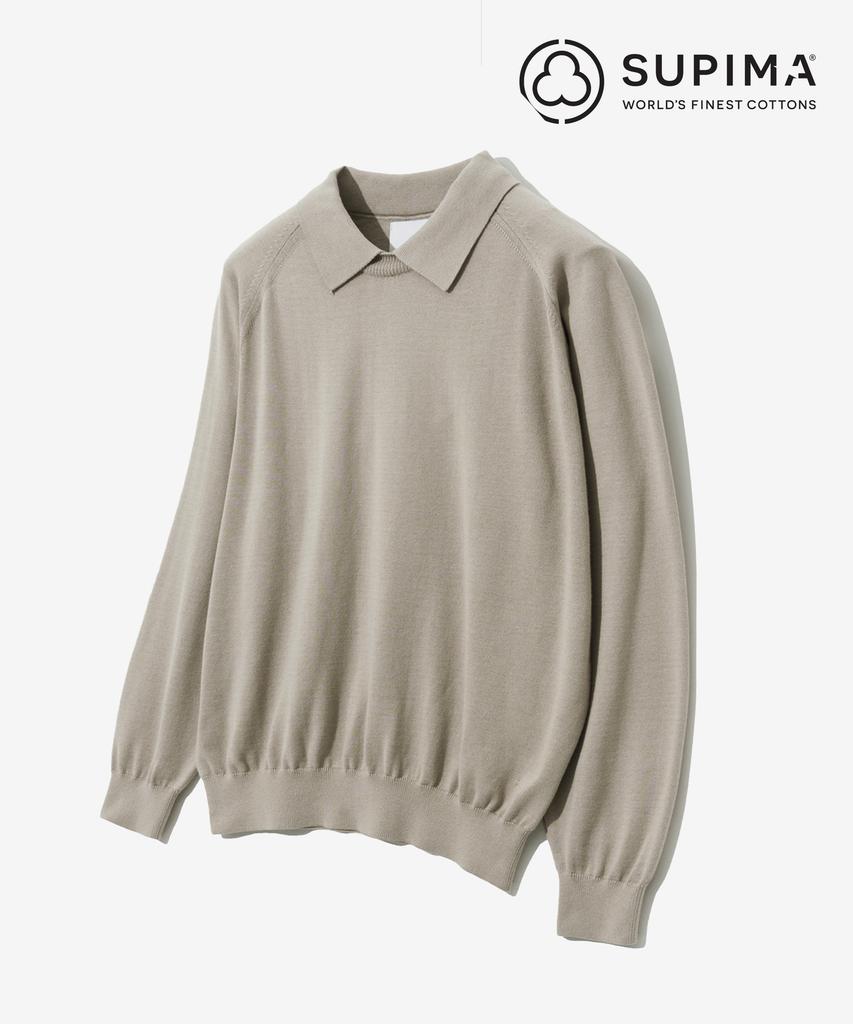 YALE Supima Cotton Raglan Collar Knit Greige