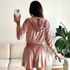 Casual European and American Women's Suit Long-sleeved Zipper Hooded Cardigan Loungewear Sports Elastic Shorts Two-piece Set