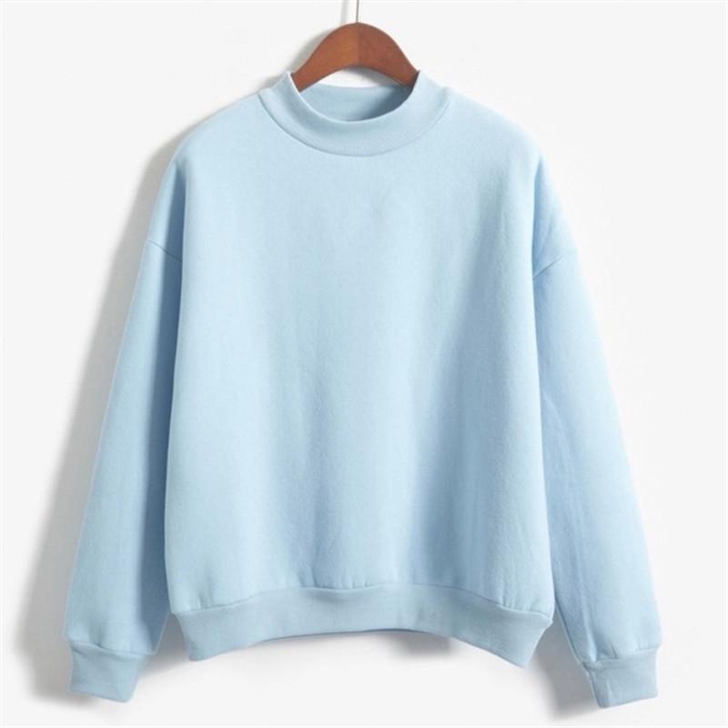 Cross-Border Solid Color Half-High Neck Sweatshirt – Custom Image Option Available