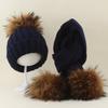 Kids Winter Warm Knitted Set Pom‑pom Hat Scarf Gloves 3‑Pcs Set Or Single Beanie Hat Windproof Ear Protection For Boys Girls Cold Weather Outdoor