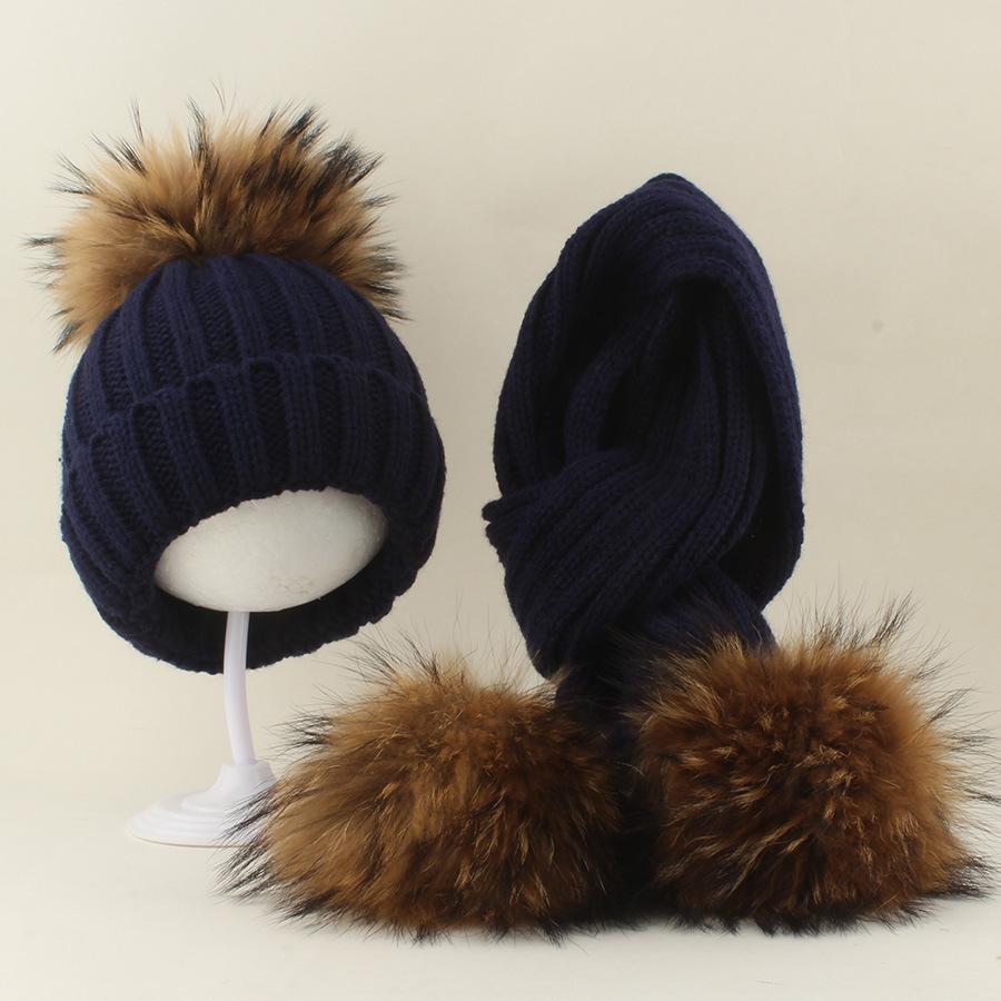 Kids Winter Warm Knitted Set Pom‑pom Hat Scarf Gloves 3‑Pcs Set Or Single Beanie Hat Windproof Ear Protection For Boys Girls Cold Weather Outdoor