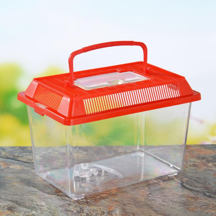 Portable Handheld Plastic Fish Tank Transparent Cutout Design For Turtle Petfish
