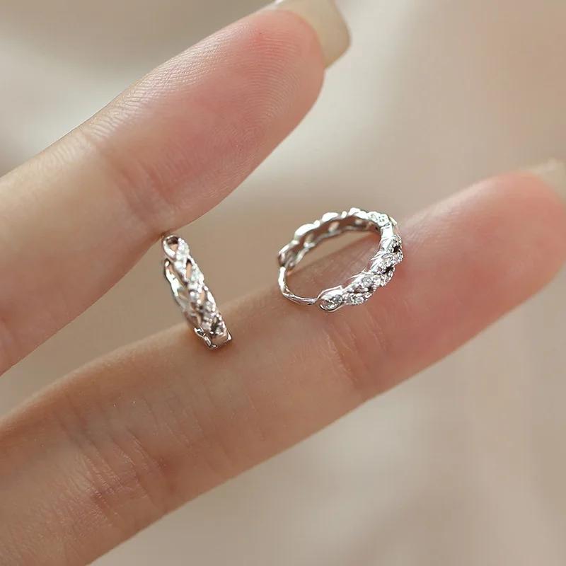 Real  Sterling Silver Zircon Twisted Round Hoop Earrings for Women Trendy Fine  Minimalist Geometric Accessories