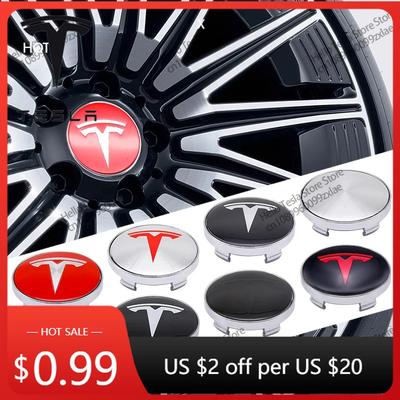 Autosticker 4 Stuks 56/60mm Wielnaafdop Auto Accessoire Voor Tesla Model 3 2021 S X Y Stijl Roadster Invader Coil