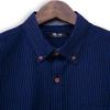 Watanosato Long Sleeve Dobby Made in Kurume Thin Stripes Button-Down Shirt, Weave, Japan, (Size L/Color Navy)