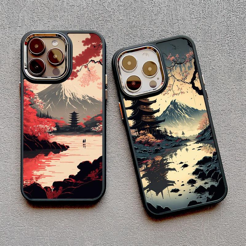 Japanese Aesthetic Mount Fuji Landscape Phone Case For iPhone 13 12 11 Pro Max 14 7 8 Plus XR XS X 15 16 Pro Max Silicone Cover