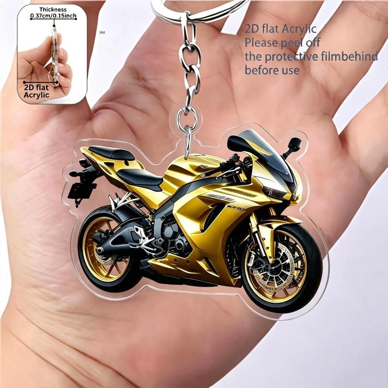 Breloc Acrilic Motocicletă Design Plat Realist 2D Pentru Entuziaști Decorațiune Geantă Chei