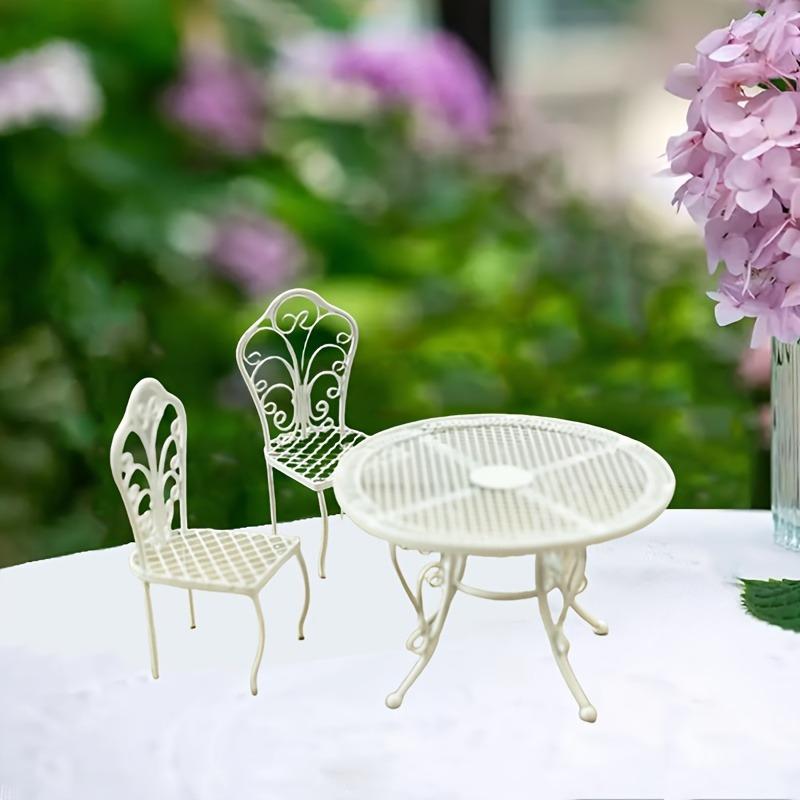 1/3 Sets Miniature Garden Furniture Set Metal Dollhouse Outdoor Table & Chairs Realistic Patio for Dollhouses Miniature Scenes