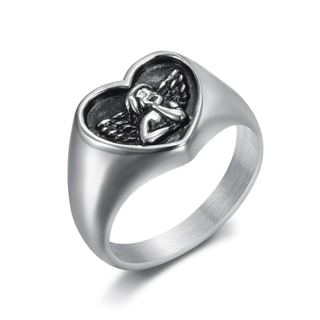 Scegli Anello Minimalista Personalizzato Angelo Acciaio Inossidabile Lucidato Durevole