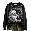 Women's Casual Halloween Print Long Sleeve Round Neck Top for Festive Fall Wear
