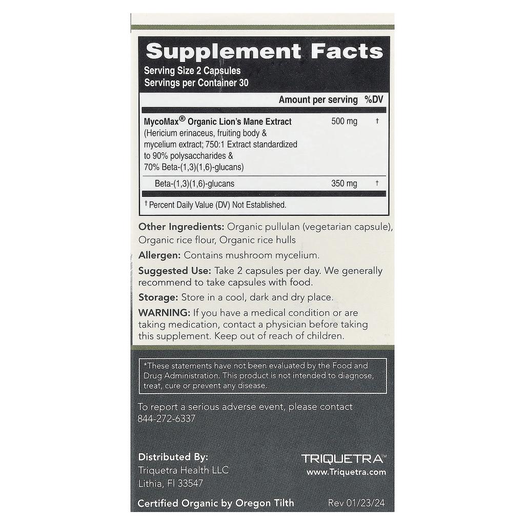 Triquetra Health, MycoMax®, Reishi-Pilzextrakt, Maximale Stärke, 60 Kapseln (250mg pro Kapsel)