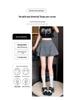 Women's Gray Polka Dot Ruffled Mini Skirt - High Waist, Fluffy, Slimming, Irregular Hem